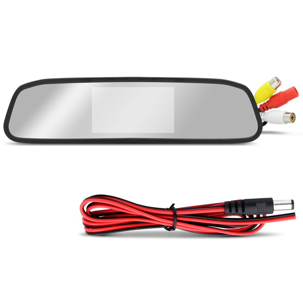 Retrovisor Interno Preto com Tela LCD 4.3 Polegadas Universal 12V 2,9W com Acionamento de Marcha Ré Menor preço em Retrovisor Interno Preto com Tela LCD 4.3 Polegadas Universal 12V 2,9W com Acionamento de Marcha Ré