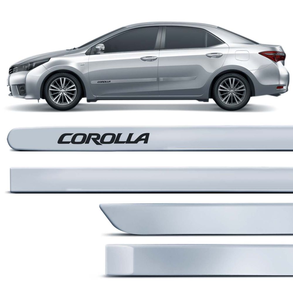 Jogo De Friso Lateral Corolla 2008 A 2022 Prata Super Nova Cor Original Grafia Dupla Face Menor preço em Jogo De Friso Lateral Corolla 2008 A 2022 Prata Super Nova Cor Original Grafia Dupla Face